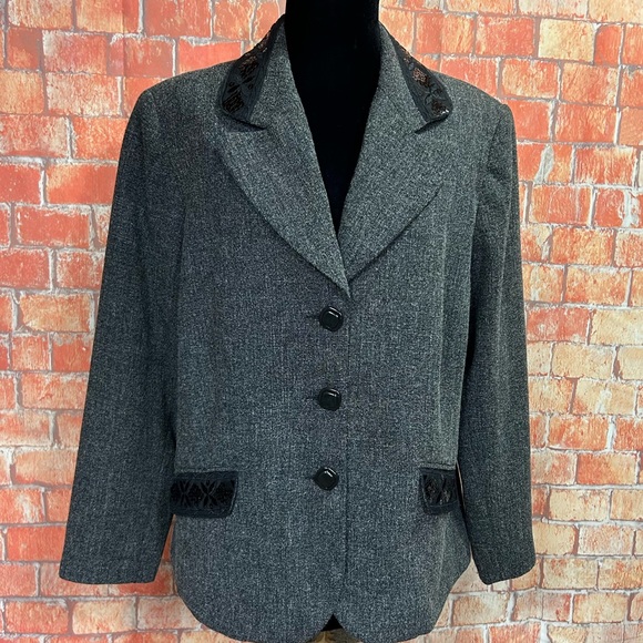 Cato Jackets & Blazers - Cato Plus Size Embroidered Collar Tweed Blazer